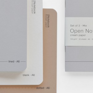 тетрадкa Open Notes кремава хартия 100g, к-кт 3бр A6 32 листа, микс
